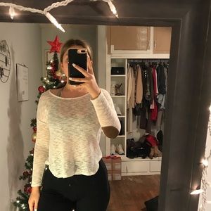 Super cute white top w elbow patches. Size small